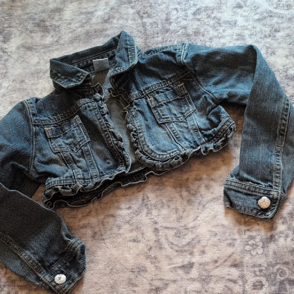 Gymboree Dark Blue Jean Jacket with Ruffle Trim